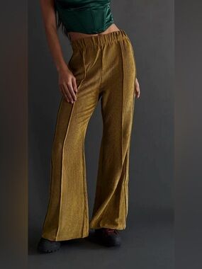 Women’s BDG Josie corduroy Mustard Tan Flared Ribbed wide leg Bottoms Sz XS